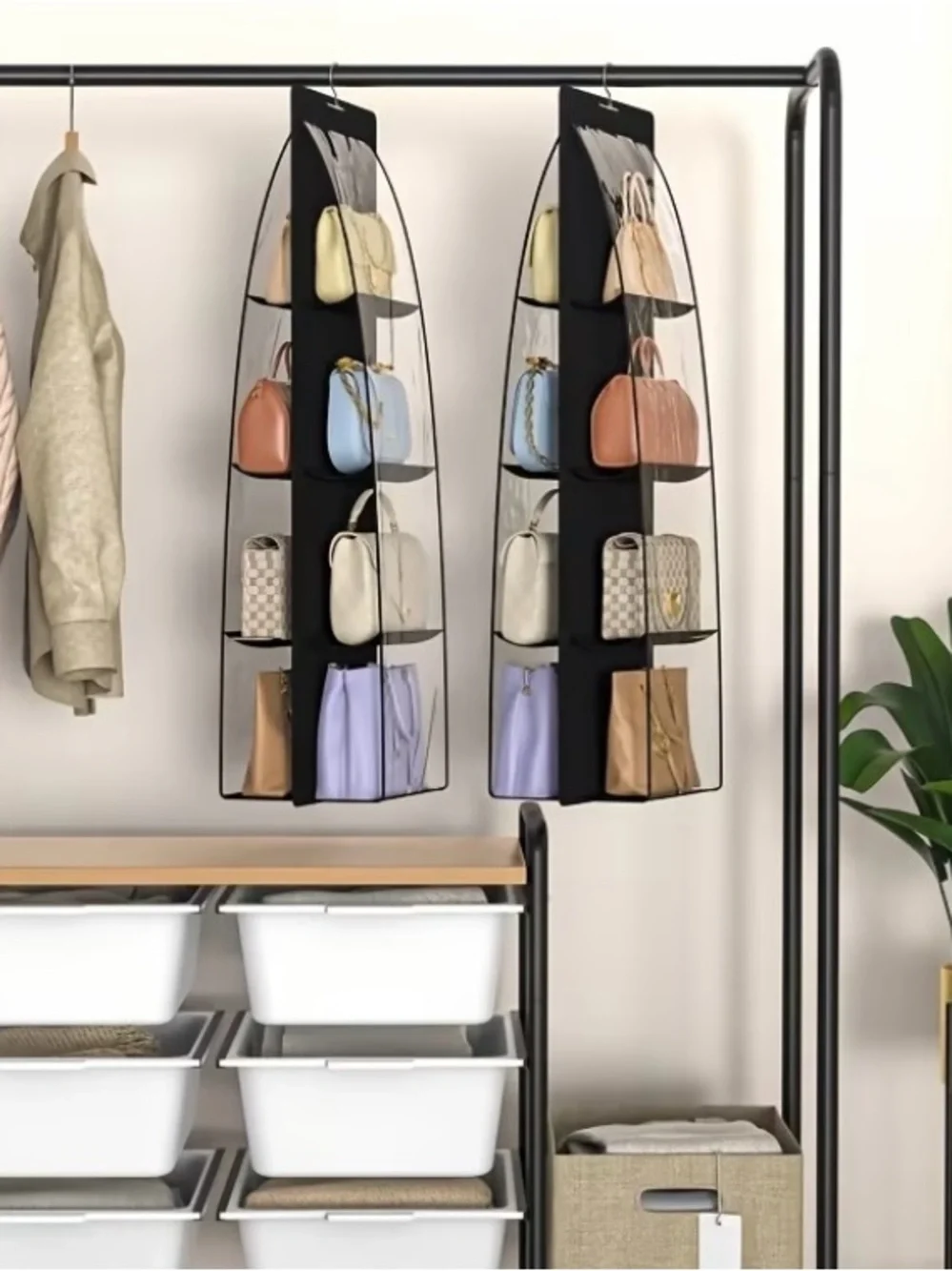 Black Hanging Purse Organizer for Closet - Brand: Amazon